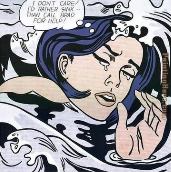 Drowning Girl by Roy Lichtenstein painting - Unknown Artist Drowning Girl by Roy Lichtenstein art painting